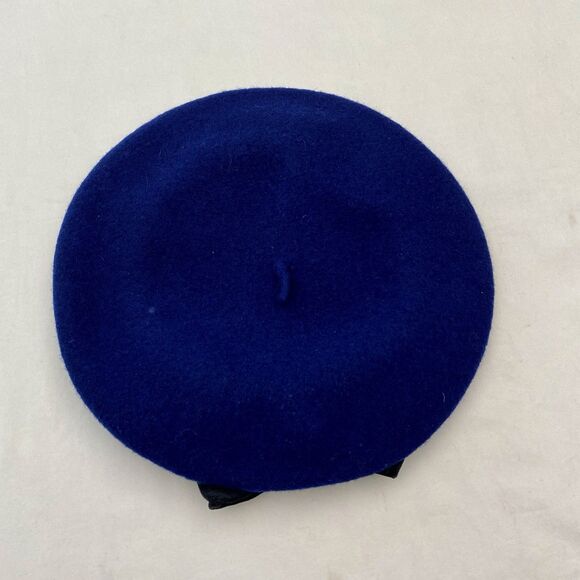 Vintage Beret 100% Wool Bow OSFM - Picture 3 of 7